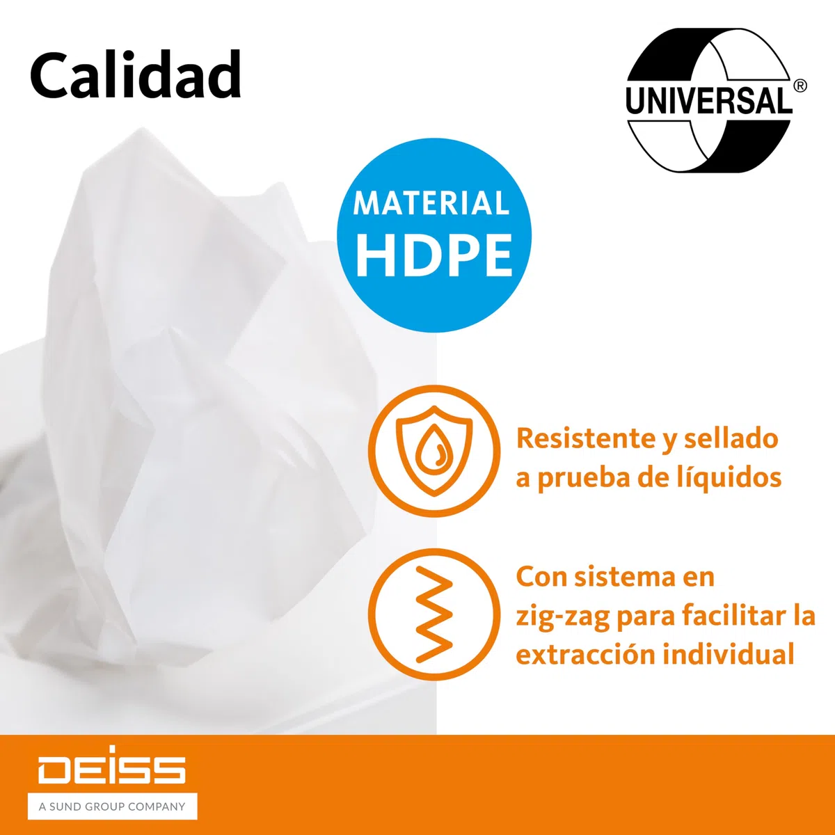 Bolsas higiénicas Deiss Universal, color blanco, 25 x 30 bolsas (750 unidades)