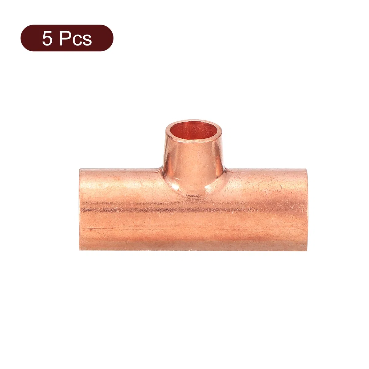 QUARKZMAN 3/8 Pulgadas x 1/4 Pulgadas x 3/8 Pulgadas Reducción de T de Cobre Conector de Tubería de Presión de Cobre para Suministro de Fontanería y Refrigeración 5 Piezas