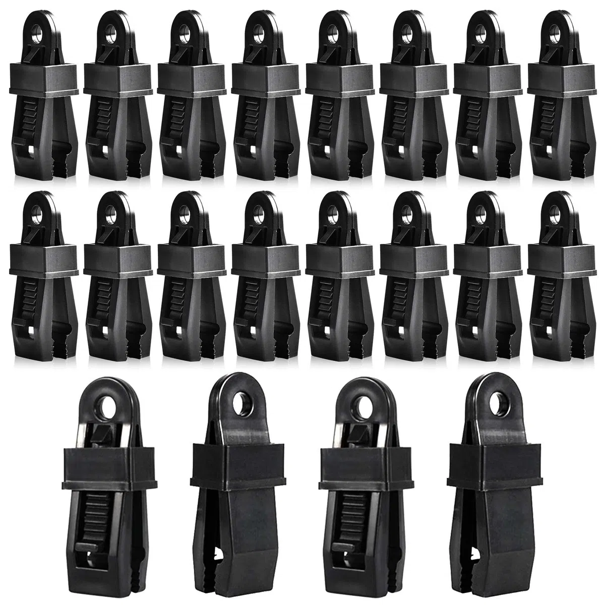 HOOPOE Clip para Toldos y Lonas,20 Piezas Ajustable Pinzas para Toldos y Lonas,Multifuncional Tarp Clips de Tienda de Plastico Negro con Fuerte Mango de Bloqueo para Carpas