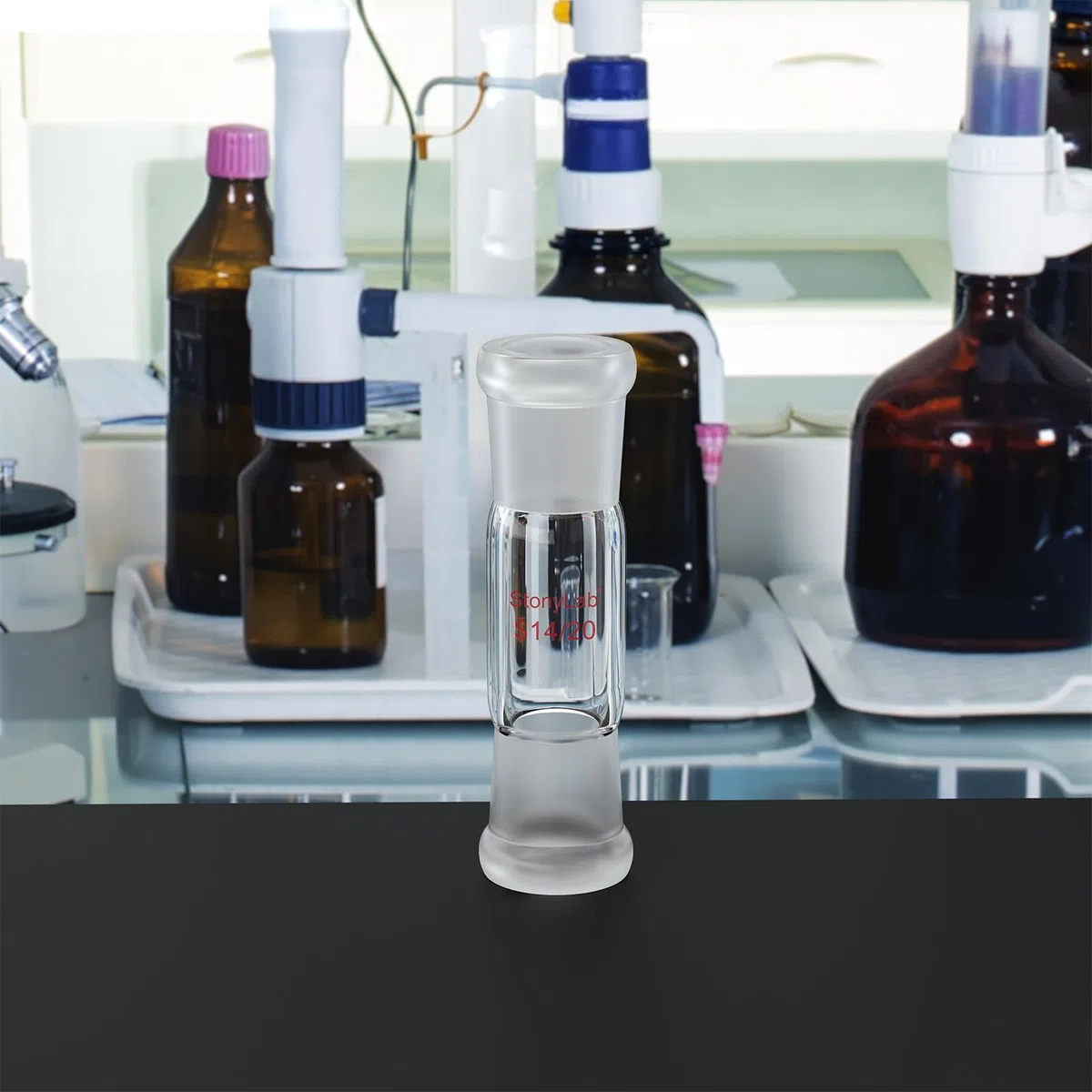 stonylab Adaptador Recto de Vidrio Borosilicato, 30 mm entre Dos Juntas Exteriores 14/20 para Laboratorio