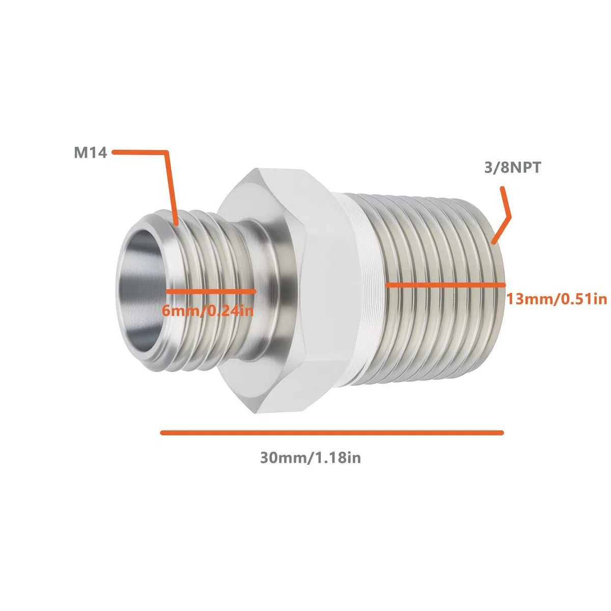 ECSiNG Adaptador Hidráulico de Acero Al Carbono M14 A 3/8 NPT de 2 Piezas para Sistemas Hidráulicos de Miniexcavadoras.