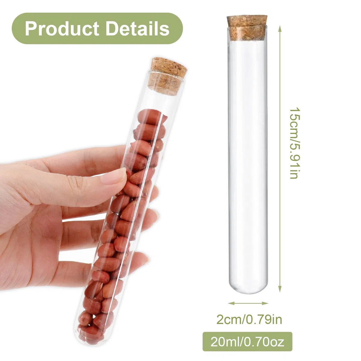 15 Piezas 30ml Tubos de Ensayo con corcho, 20 x 150 mm Tubos de Ensayo Transparente de Vidrio para Bodas, flores, Regalos, manualidades, Dulces, Sales de Baño, mesa de laboratorio