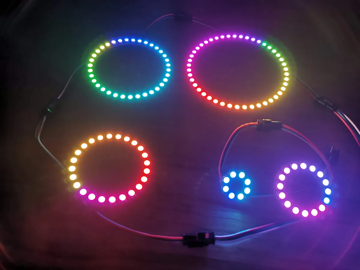 8 anillos LED RGB 8 x WS2812 5050 a todo color con controladores integrados de 8 puntas para Arduino Raspberry Pi ESP8266 Nodemcu DC5V