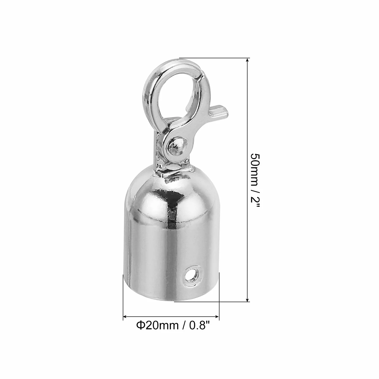 PATIKIL Tapón de Extremo para Cuerda de 0.8"x2", Pack de 6 Tapas de Extremo de Cordón con Ganchos de Presión para Control de Multitudes y Separación de Filas, Color Plata