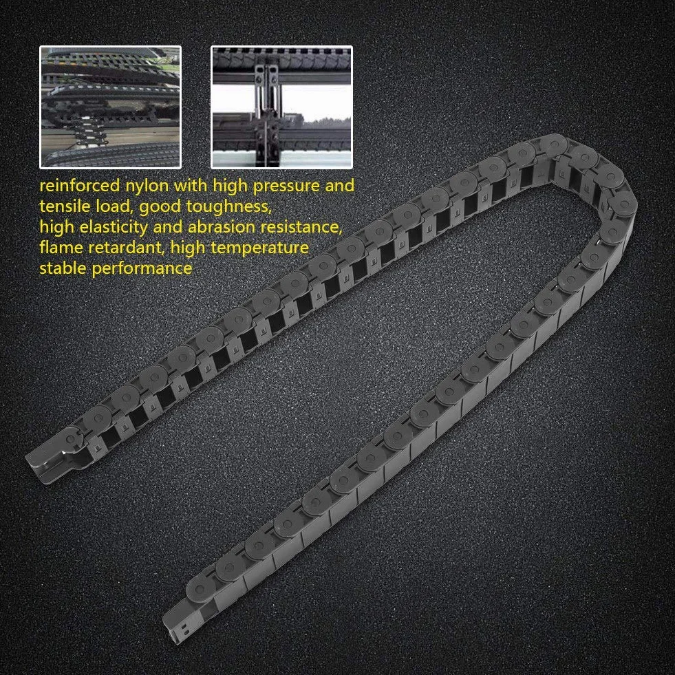 Ausla Cadena Portador de Cable, 1 Metro, 15 x 30 mm, Cadena de Arrastre de Nailon para Máquina de Grabado, Negro