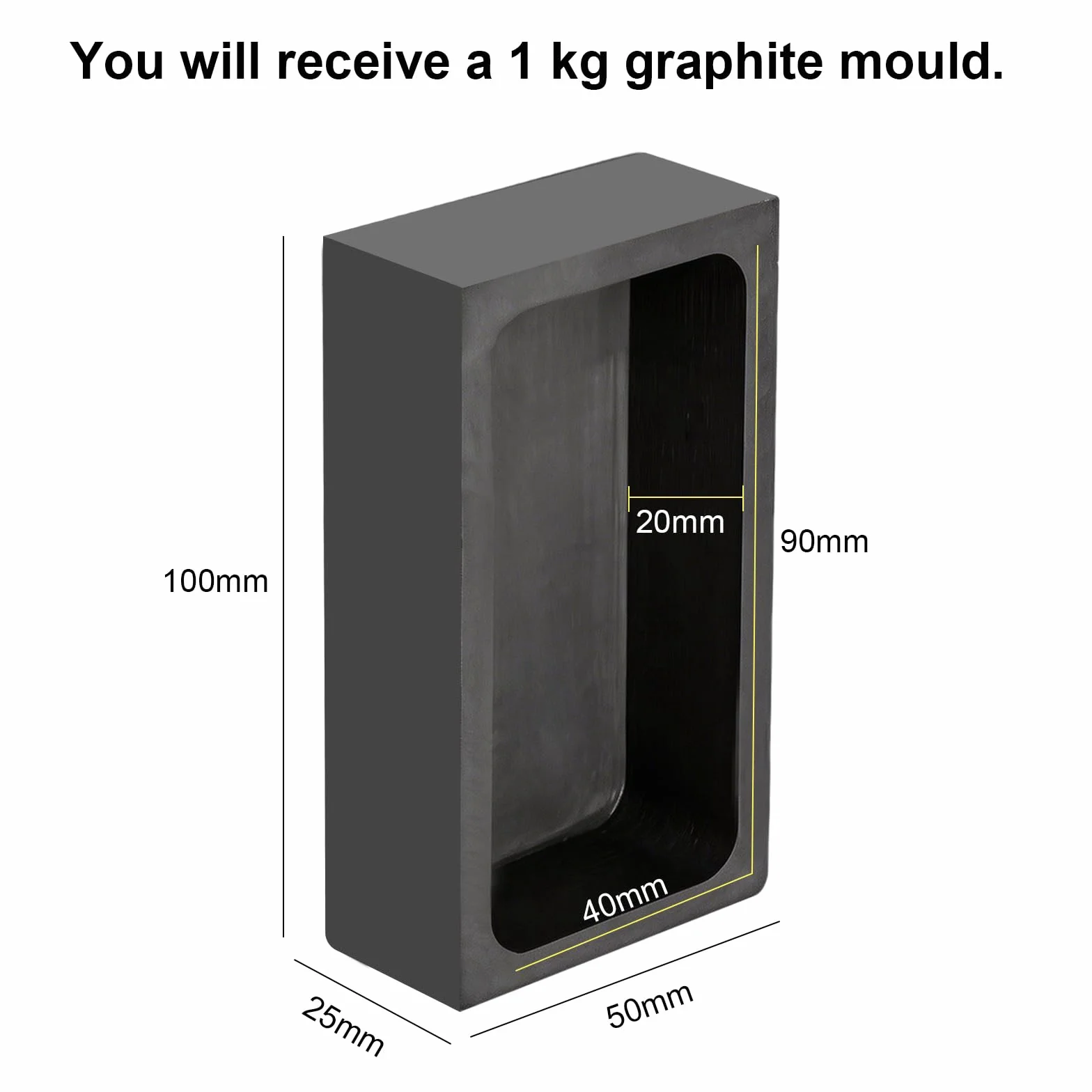 Coquilla de grafito de alta pureza Forma de barra de grafito Oro Plata Aluminio Cobre Latón Zinc-plomo Molde de fundición de metal Paquete de 1 kg