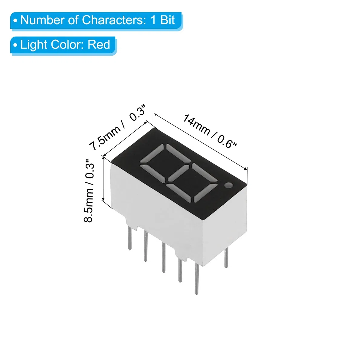 PATIKIL LED Pantalla Digital Tubo, 10 Paquete Común Cátodo 7 Segmento 10 Pasador 1 Bit 2.1V 0.36" Dígito Altura LED Pantalla Módulo para Electrónica Conductor Placa, Rojo