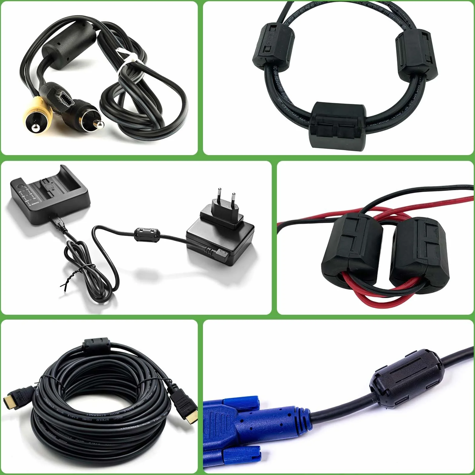 QUARKZMAN 8 Piezas De Anillo De Ferrita Con Clip, Filtro De Supresión De Ruido RFI EMI Abrazadera Para Cables De 10mm USB Vídeo Datos, Negro, Cilindro Con Ranura Cuadrada