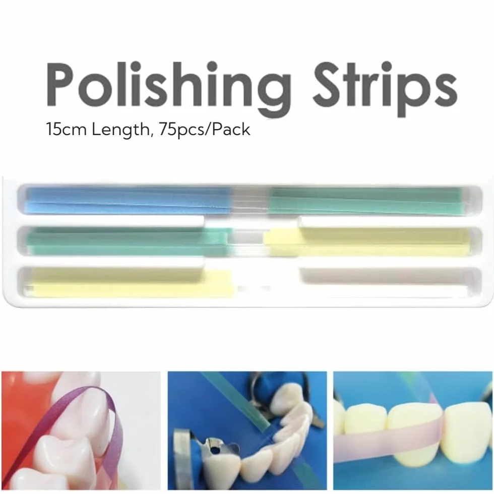 Papel de lija dental, tira de pulido dental, tamaño - 4 mm de ancho, herramienta de pulido interdental de dientes de resina NatureAqua (75 piezas/paquete)