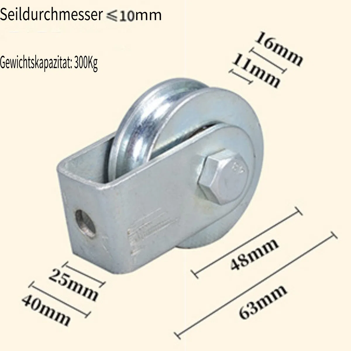 Tyenaza Poleas de Carga, Polea para Cable de Acero, Rodamiento para Cable de Acero U, 0.3 Toneladas de Carga Polea Simple, Rueda de Elevación para Cable, para Cuerdas Uso Interior y Exterior