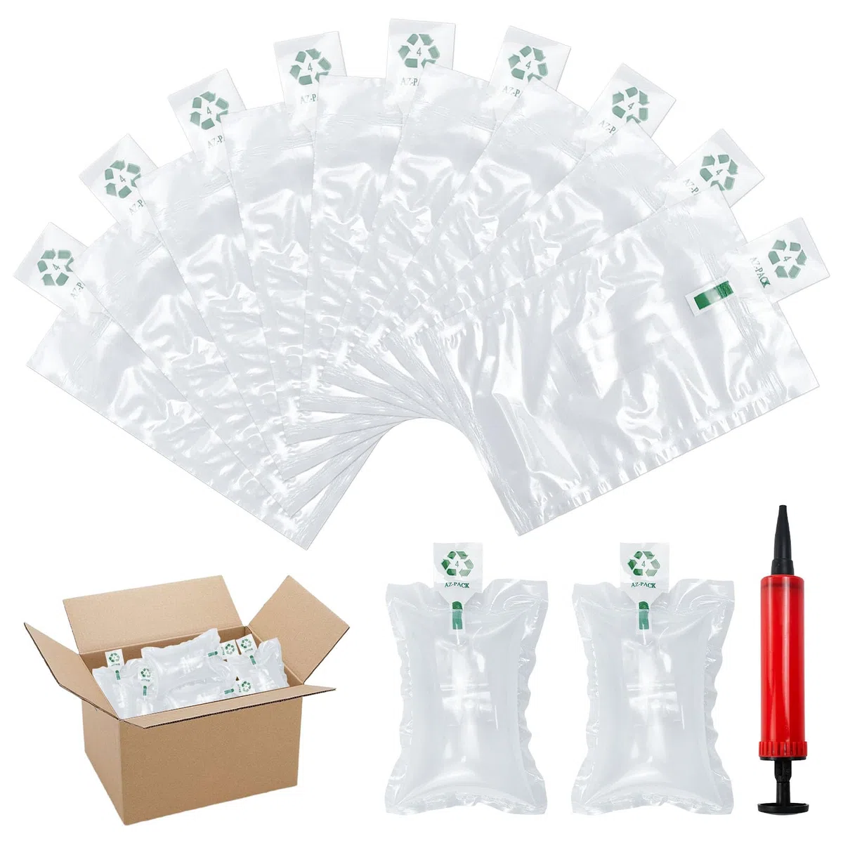 200 Piezas Bolsa de Burbujas de Aire,100 x 150 mm Cojín de Burbujas de Aire Material de Embalaje con Bomba de Aire Stoßfest Cojín de Burbujas de Aire Antipresión para Envío y Envasado