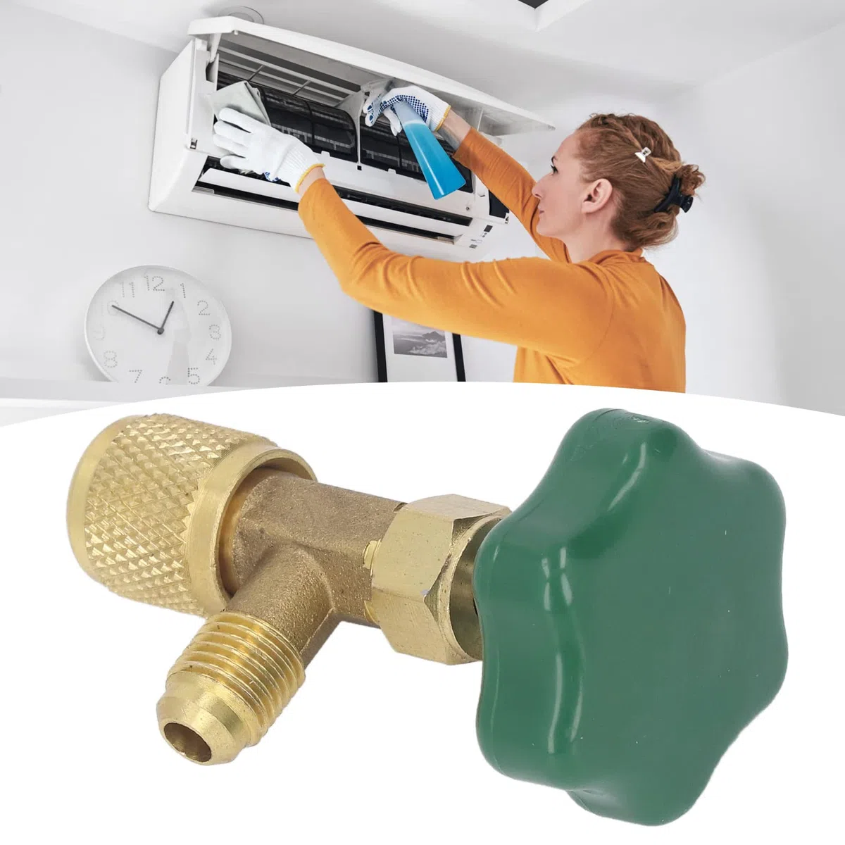 Oumefar Válvula de Refrigerante de Aire Acondicionado, Válvula de Tanque de Refrigerante SAE de 1/4 Pulgadas a Prueba de Cobre Abs, Antideslizante para Rosca de 7/16 Pulgadas Y 28unf