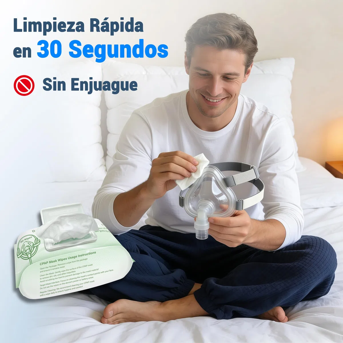 160 Toallitas de Limpieza CPAP para Máscara CPAP - Sin Alcohol, Sin Perfume, Suaves - Limpieza Sin Enjuague para Accesorios CPAP