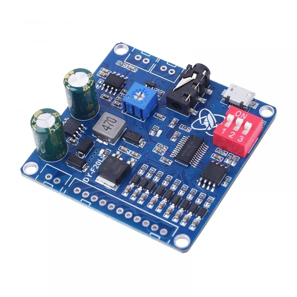 DY-F20L Módulo de reproducción de voz mono, 12 V, 24 V, 10 W, 20 W, tablero de mensajes de voz para fiesta de festival de música