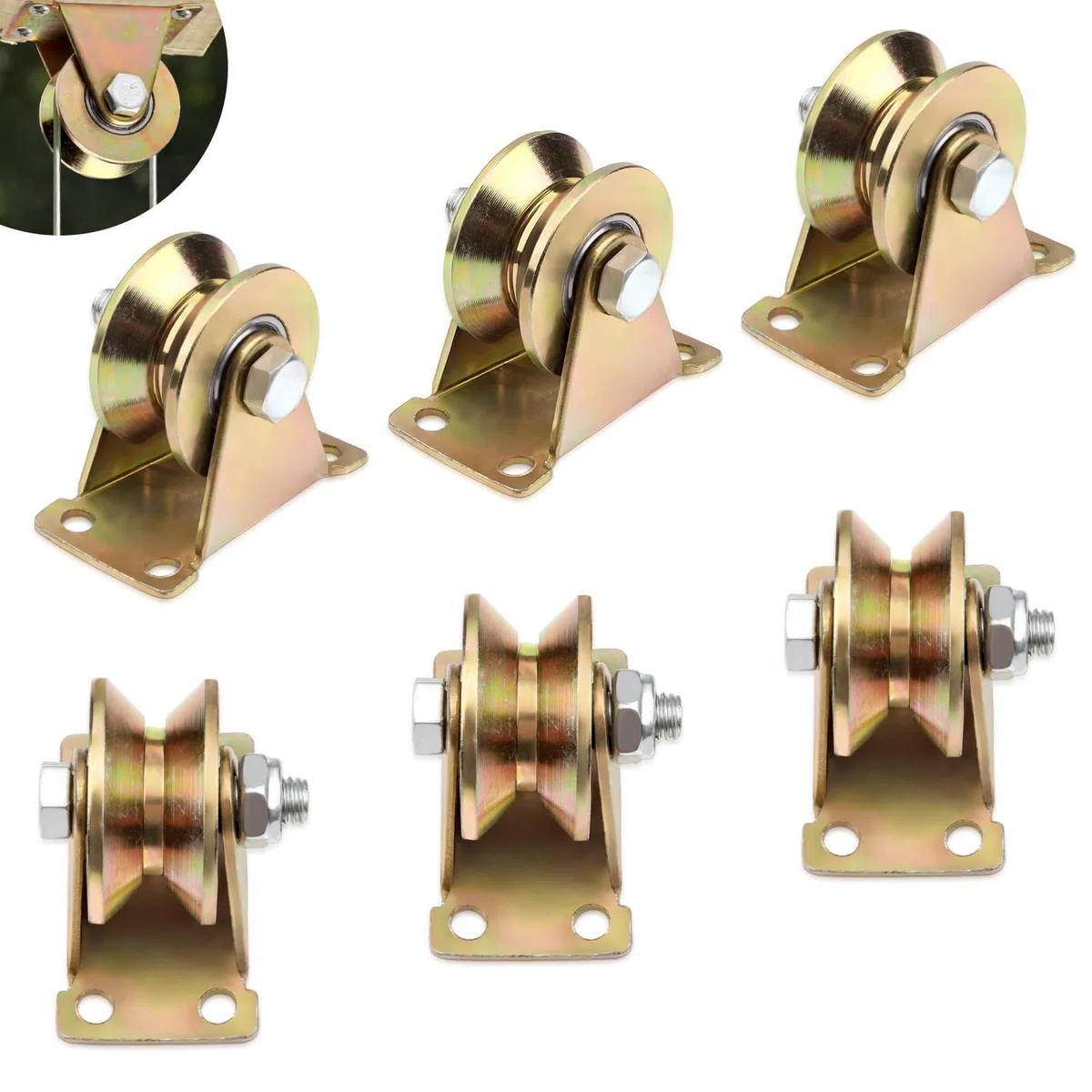 SWTYExt 32 mm Ruedas de Inversión Para Cuerdas 6 Piezas Ruedas Giratorias con Ranura en V Poleas para Cuerdas Capacidad de Carga de 200 kg para Tendedero Puerta Corredera Sistema De Poleas Puertas