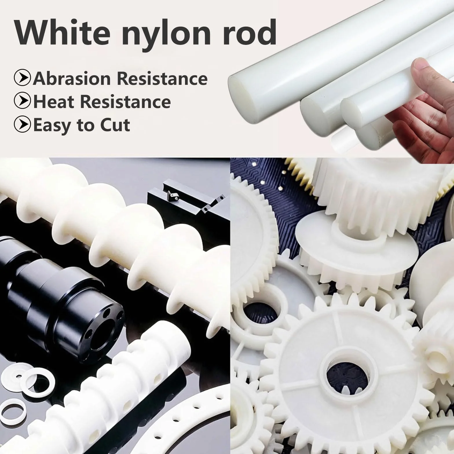 Pack de 2 Barras de Nylon PA6 500mm Blancas OD20–40mm Redondas Sólidas Varilla Plástica de Ingeniería para Mecanizado y Bricolaj,20mm