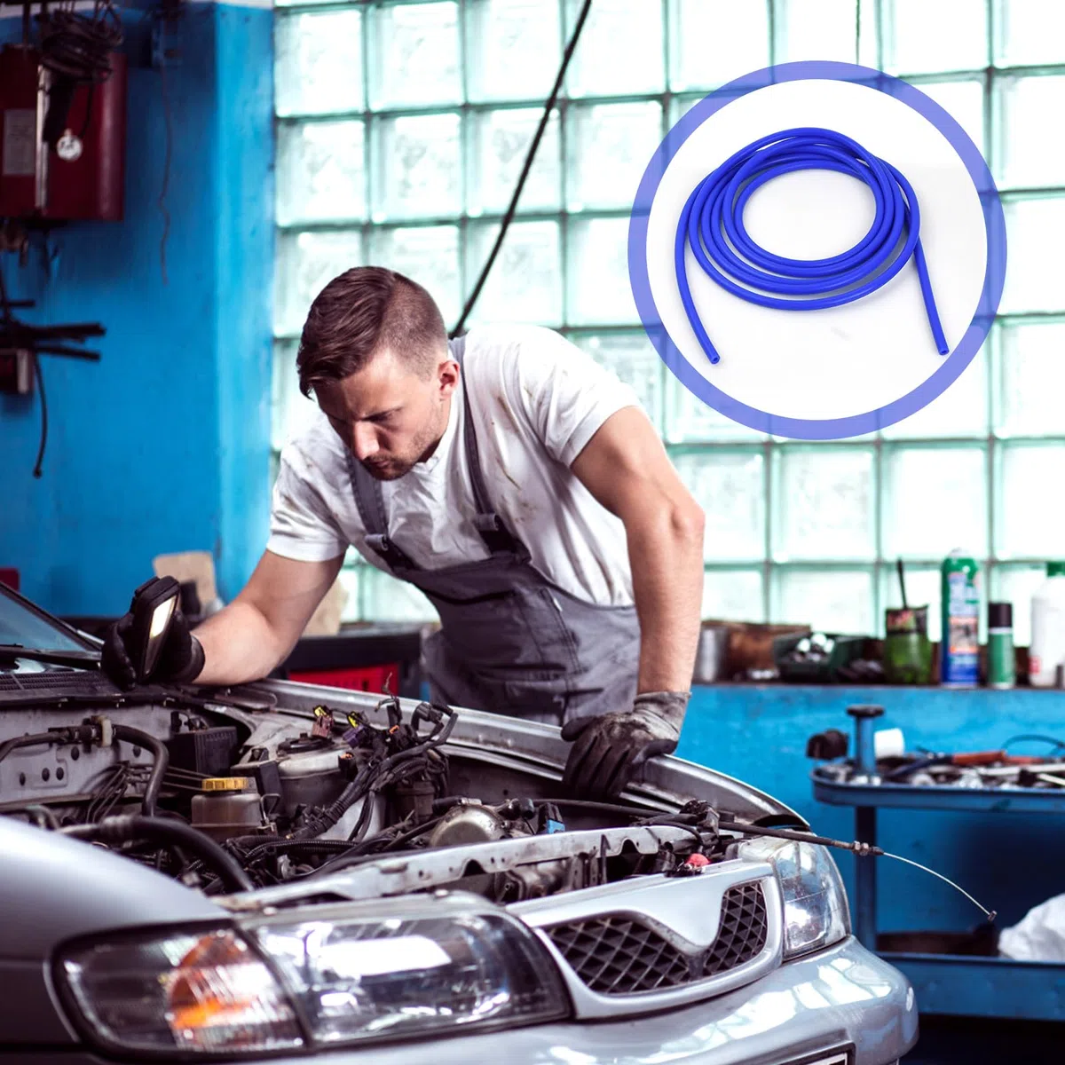 Manguera de Vacío de Silicona para Automóvil, Diámetro Interno de 4 mm y Diámetro Externo de 8 mm, Longitud de 3 Metros, Manguera de Silicona Azul