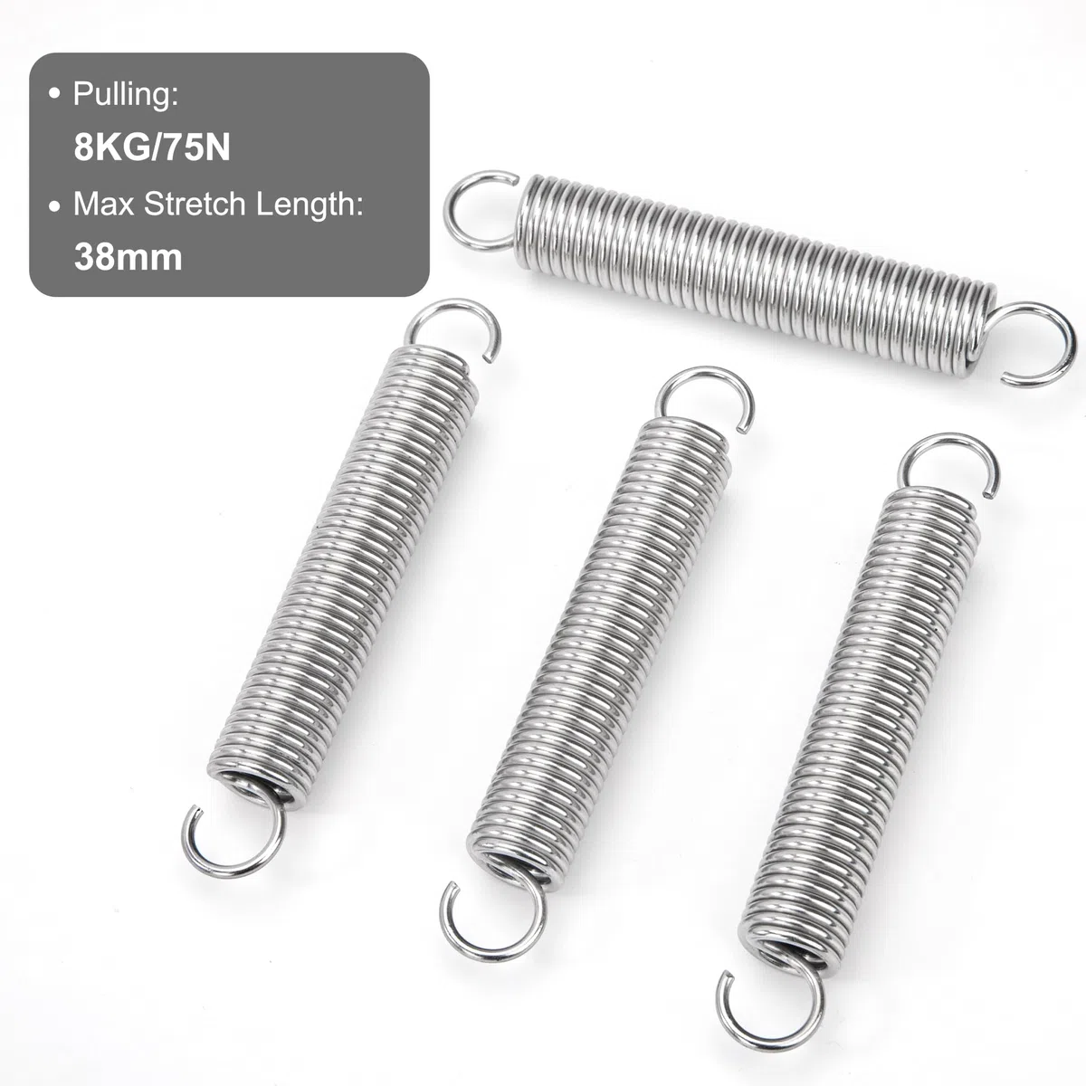 Resortes de Extensión 90mm Muelles de Tensión con Gancho Muelle de Acero Inoxidable Diámetro Exterior 14mm Diámetro Alambre 1,8 mm Fuerza Resorte 7,60KG 4 Piezas