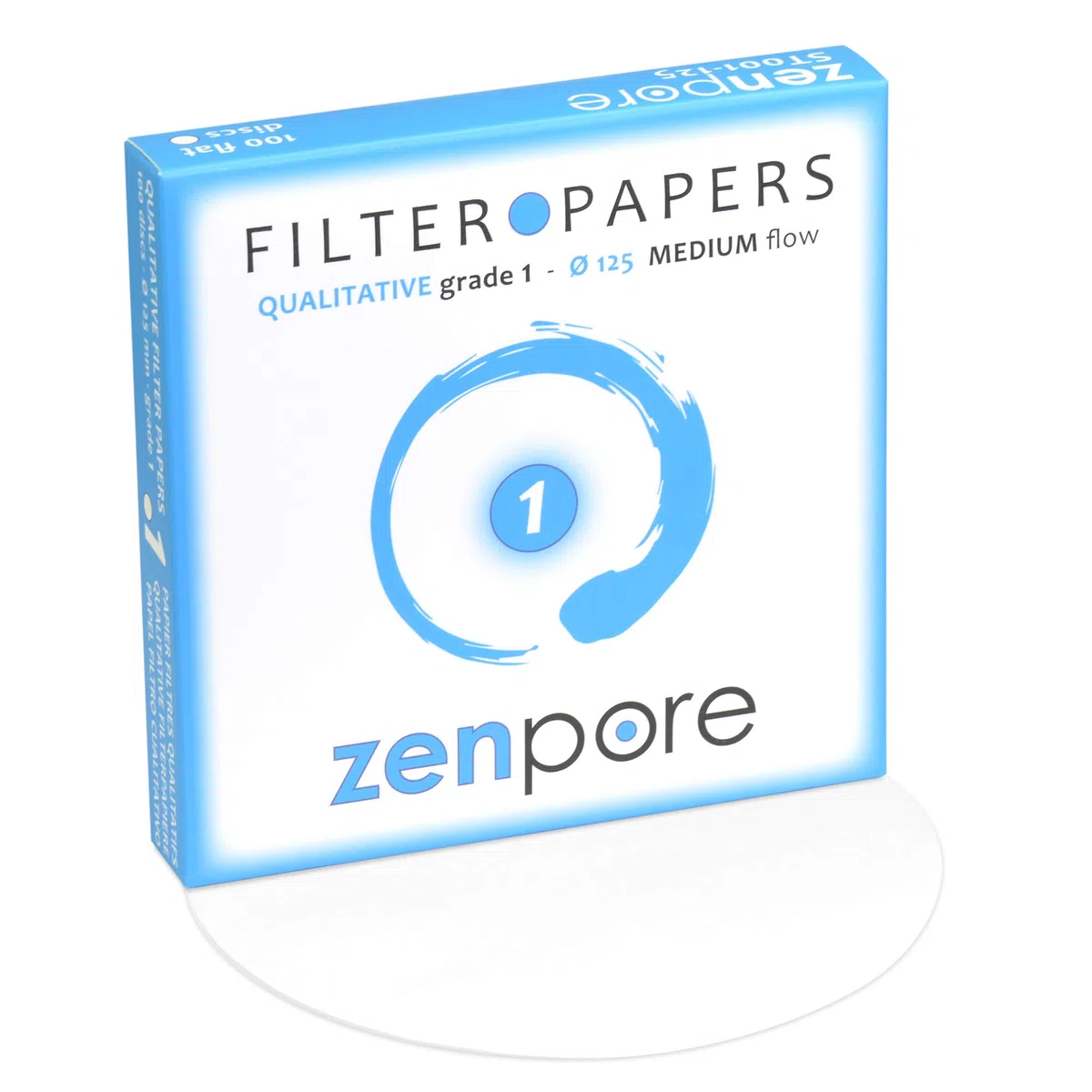 Papel de filtro de laboratorio de 12,5 cm, grado cualitativo estándar 1 - Flujo medio 125 mm (100 discos)
