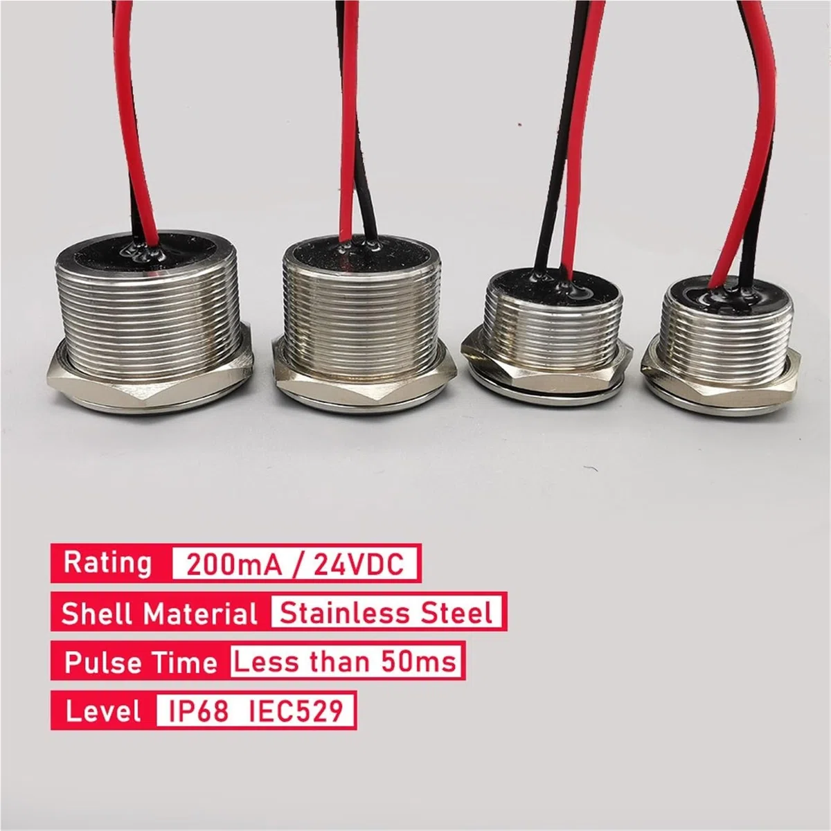 1pcs rruptores táctiles piezoeléctricos Impermeables de Acero Inoxidable 16 mm 19 mm 22 mm 25 mm Botón momentáneo Capacitivo Abierto Normal(16mm)