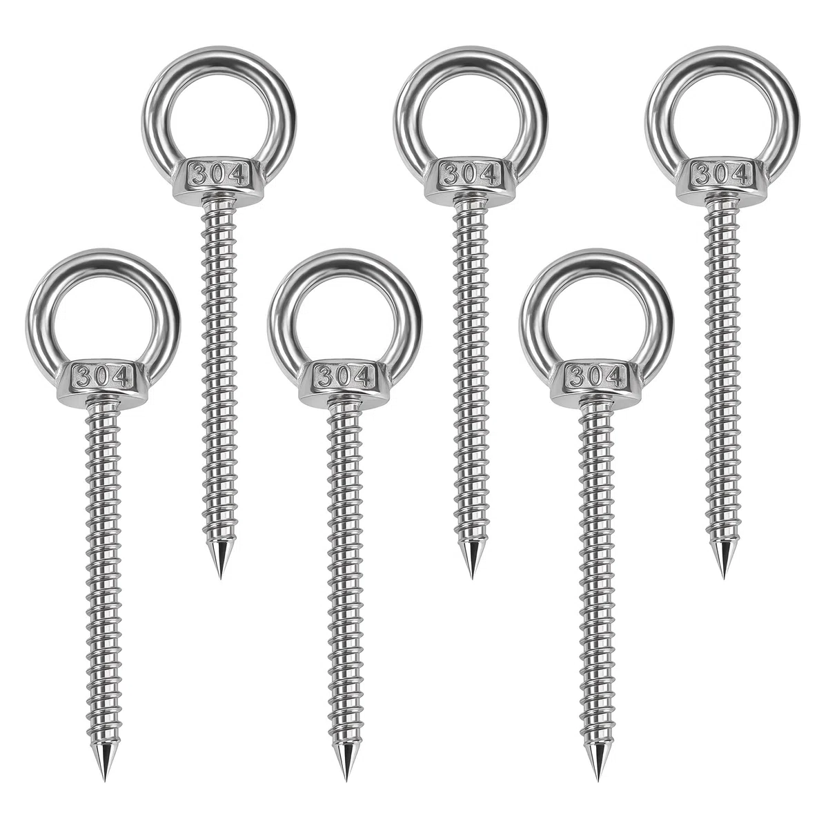 Anillos De Elevación M8 x 40mm, Tornillo con Argolla De Acero Inoxidable, Anillo Ojo Perno Plateado, Ringschraube para Hamacas, Toldos, Sillas Colgantes, Mecedoras, Cables Fijos (6 Piezas)