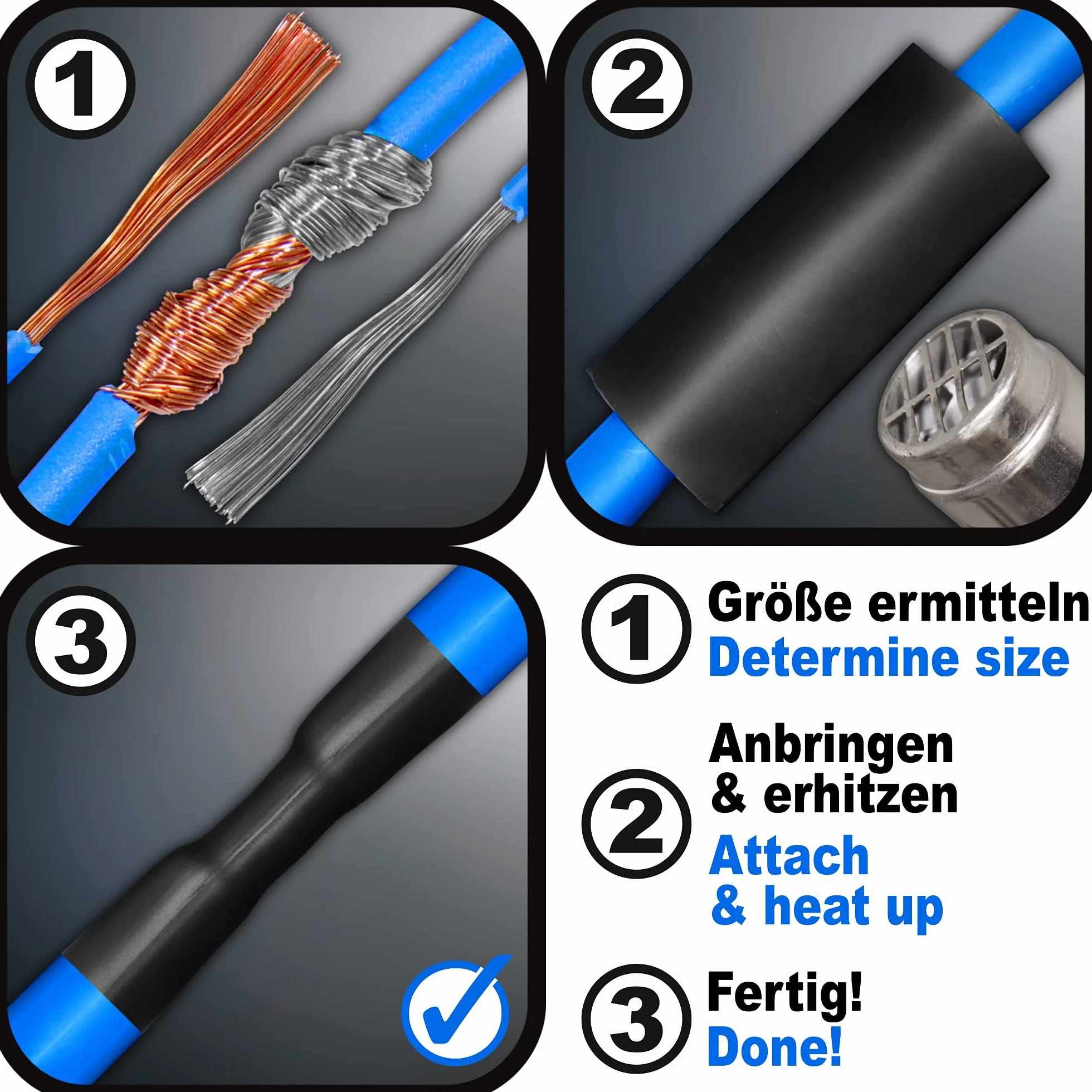 ISOLATECH gran calibre 20 metros 2:1 sin adhesivo tubo termoretráctil surtido juego negro sin etiquetar (5mm, 8mm, 10mm, 15mm, 20mm, 30mm, 40mm c/u por pieza) | En blanco, 5 mm, 8 mm, 10 mm, 15 mm, 20 mm, 30 mm y 40 mm, cada una por pieza, de poliolefina,