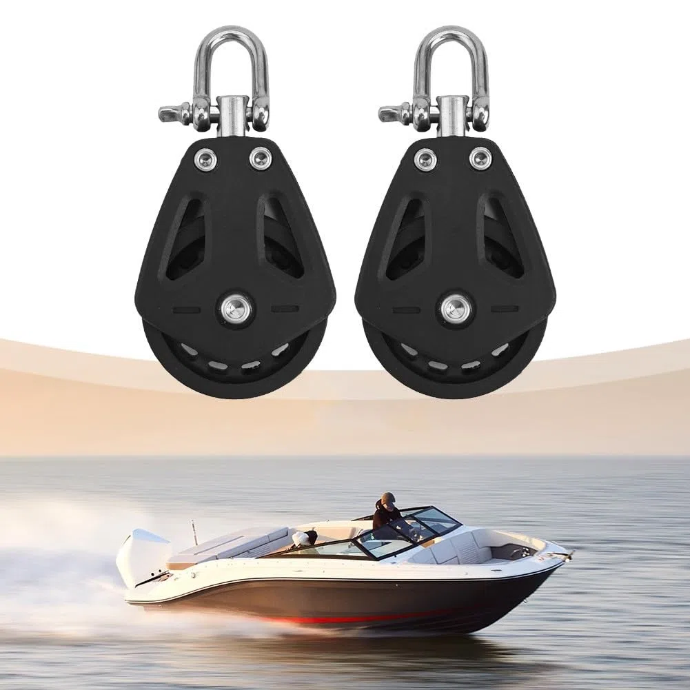 2 Poleas de nailon de alta resistencia, polea única, accesorios marinos giratorios, capacidad de carga de 460 kg, cuerda de 10 mm