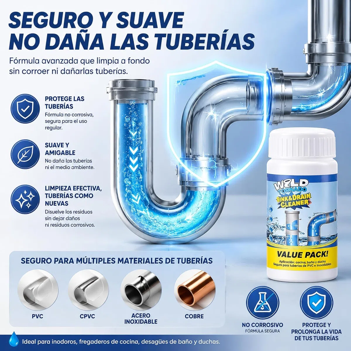 Drainelix Espuma, Drainelix Desatascador,Effectively Removes Hair, Grease, Soap and Food Residues, for Sinks, Showers, Toilets and Pipes, Quick and Convenient Use (1 pcs)
