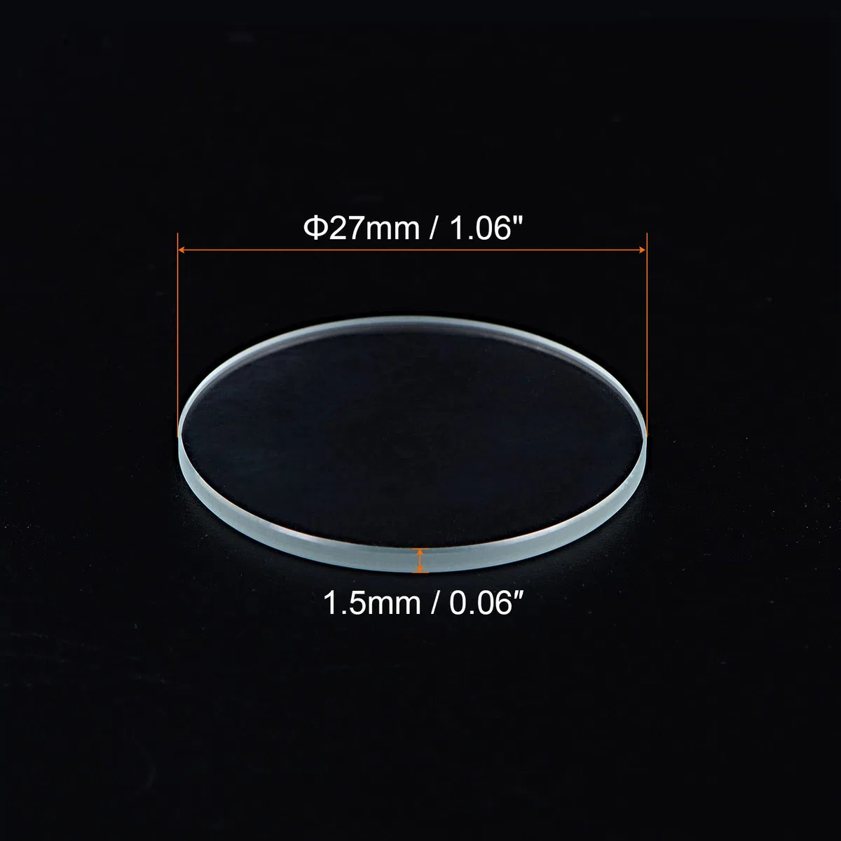 sourcing map 3uds AR-Revestimiento Reloj Lente 27mm x 1,5mm Redondo Plano Mineral Reloj Cristal Vidrio