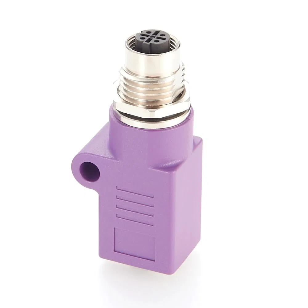 Conector M12 de 4 pines D a RJ45 hembra Profinet M12 a RJ45 para montaje en panel, adaptador de mamparo impermeable, conector circular industrial para automatización industrial (M12 hembra a RJ45