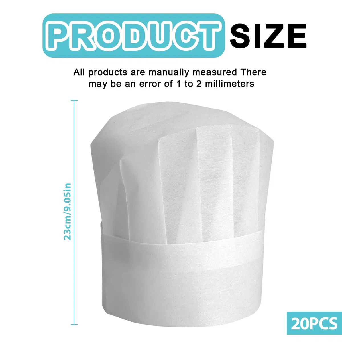Gorros De Cocinero,20 Piezas Ajustable Gorro Chef,Sombrero De Cocinero De Papel,Sombreros De Chef De Papel,Gorro De Chef para Hombre Mujer Blanco para Cocina,Restaurante,Hogar,Catering,Doméstico