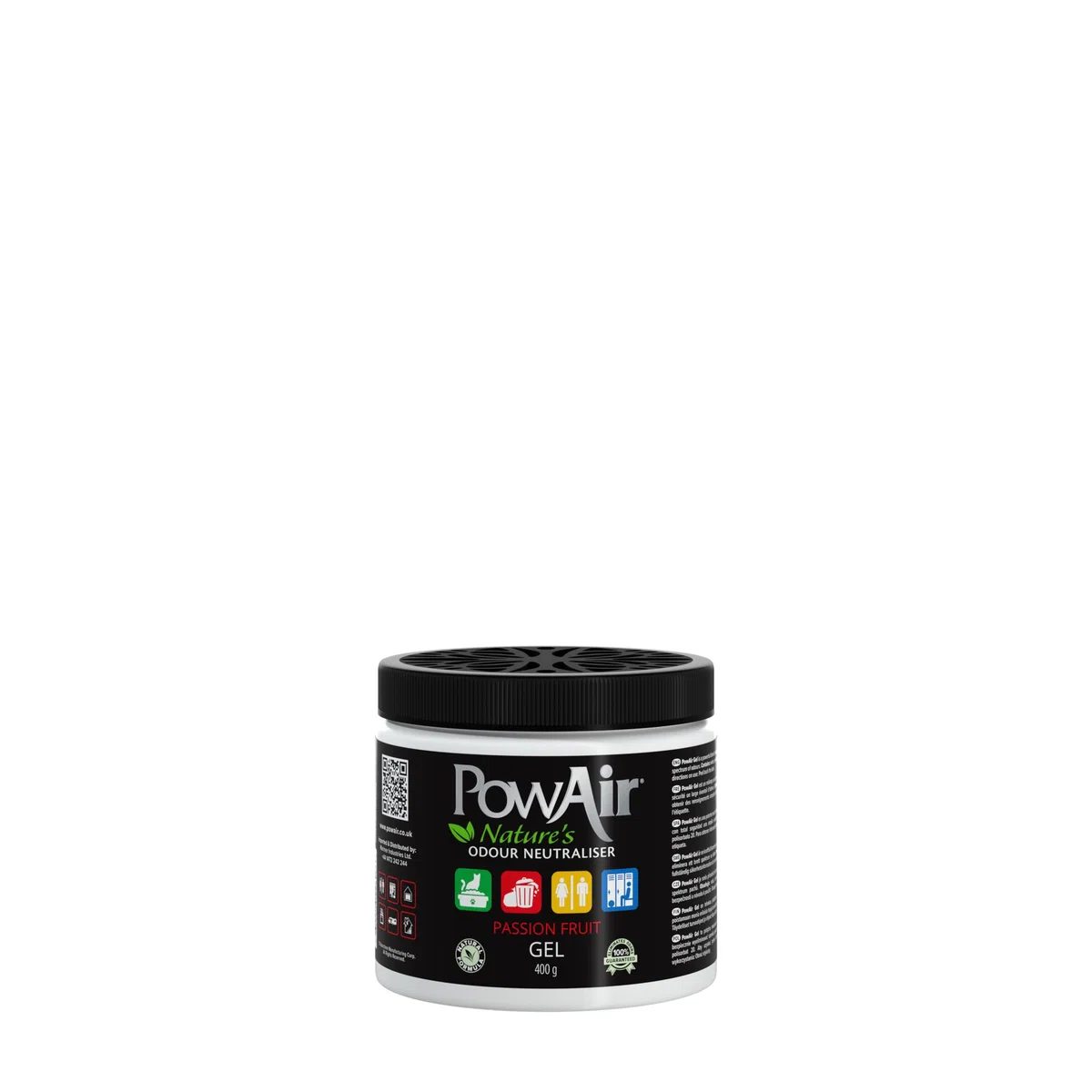 PowAir Gel – Neutralizador de olores profesional de aceites esenciales, regenera el aire en entornos domésticos, libera un agradable perfume Passion Fruit durante 500 horas | Solución en gel – 500 ml