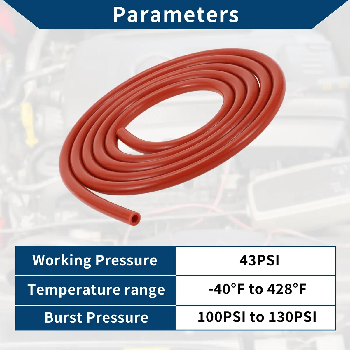 Manguera De Vacío De Silicona Para Automóviles De Temperatura 10Ft 1/4" 6mm Id 2mm De Grosor 1 Pza Roja