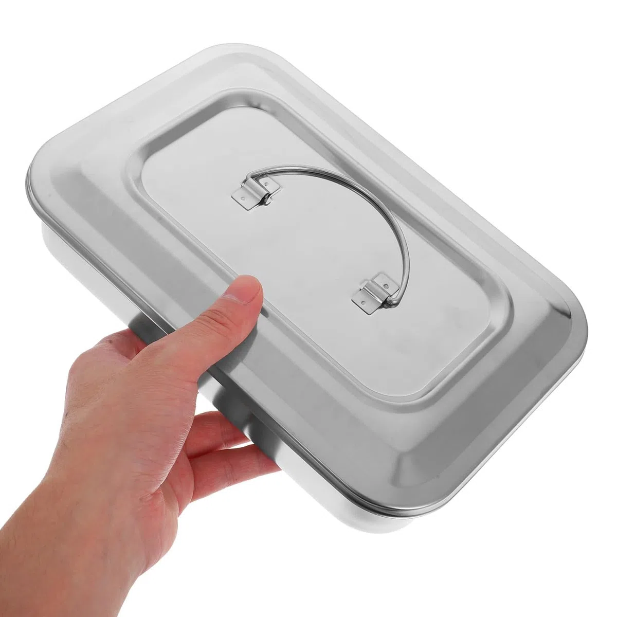 LIFKOME Bandeja con Tapa Cuadrada para Esterilización Resistente al Desgaste y Antióxido de Acero Inoxidable Adecuado para Herramientas de Manicura y Uso Profesional