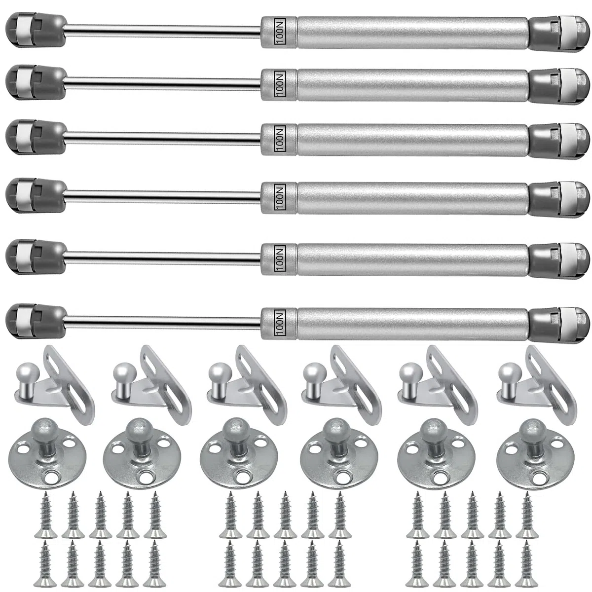 6 Piezas Amortiguador Puerta Cocina, Resorte de Gas con Tornillo, Amortiguadores Muebles Cocina, Pistones Hidraulicos Muebles Cocina Adecuado para Muebles Puertas Aarmarios Estantes Zapatos (6 PCS)