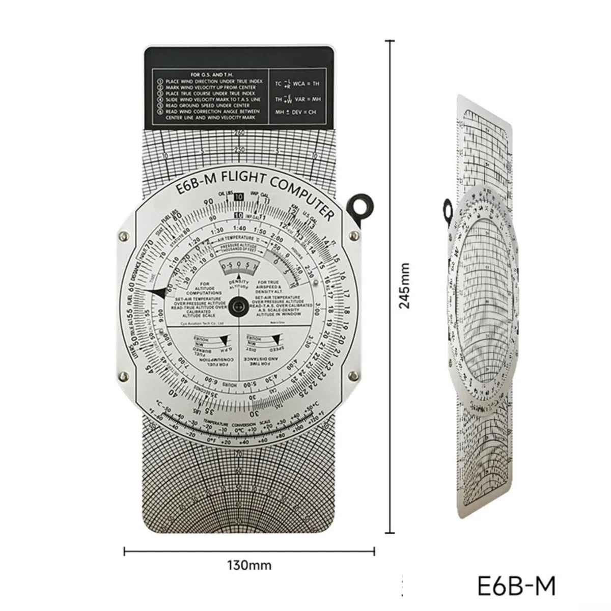 E6B Flight Computer Aviation Plotter Circular Slide Rule para entrenamiento de vuelo, navegación, corrección del viento, consumo de combustible, herramienta de piloto (E6B)