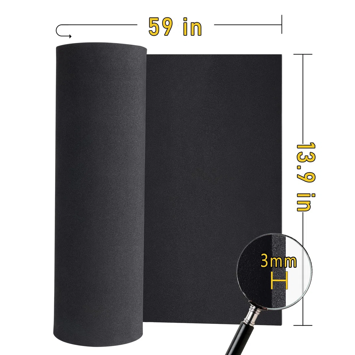 Negra Goma EVA 3mm, MEARCOOH 35.5cm*150cm Cosplay Espuma EVA, 1PCS Goma Espuma Densidad 86kg/m3 para Cosplay Disfraces, Manualidades, Proyectos DIY (Negra 3mm)