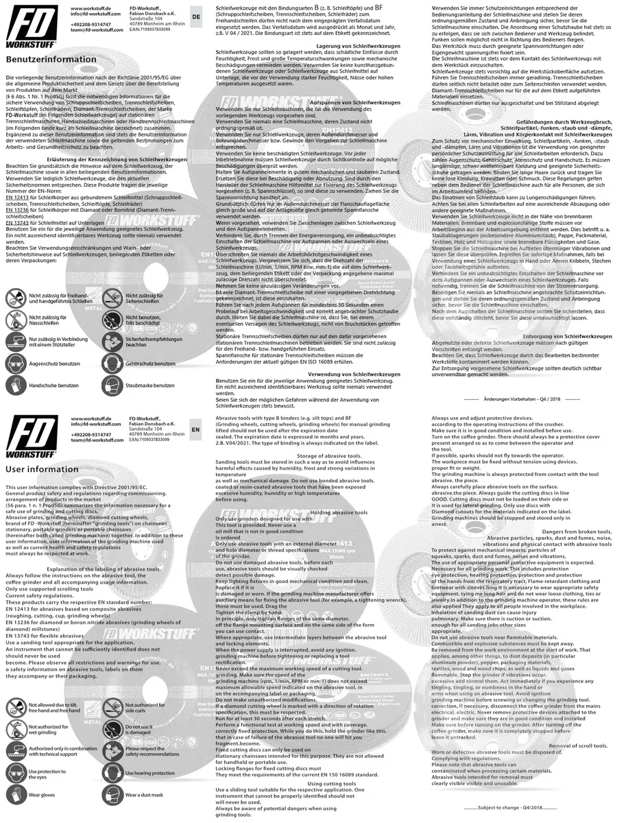 Fd-Workstuff | Discos de corte profesionales | 20 piezas | Ø 115 mm, 1 mm de grosor | para amoladoras flexibles, de corte y angulares | acero inoxidable | discos de corte | discos flexibles