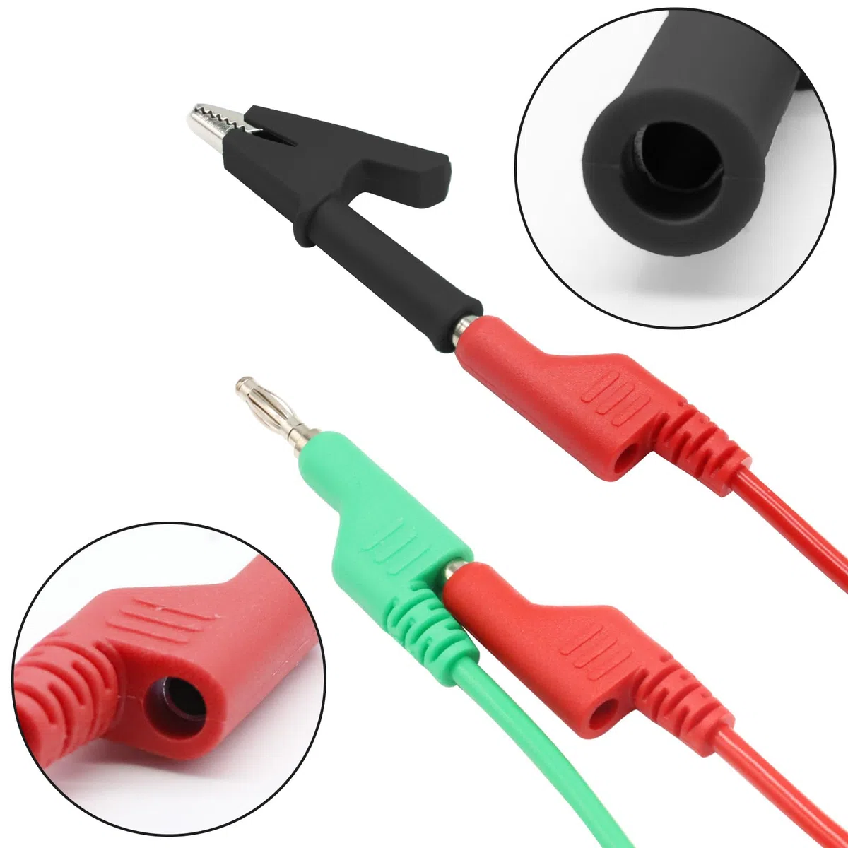 5 Cables de Prueba Para Multímetro de 4 mm, Cable con Conector Banana en 5 Colores, 10 Piezas de Pinzas de Cocodrilo Aisladas, Kit de Puntas de Prueba Para Medir Amperímetros de Cables