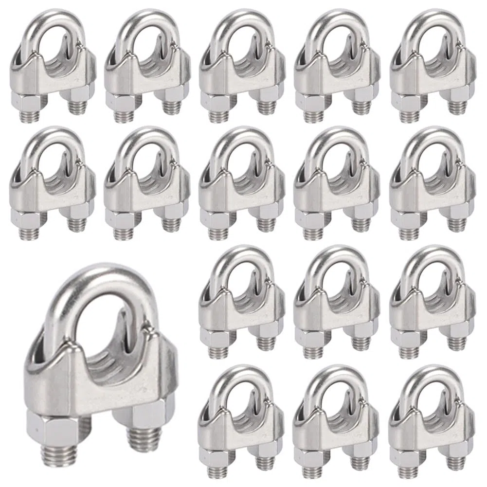20 Piezas Abrazaderas de Cuerda de Cable M5 Clip de Cuerda de Alambre Inoxidable 304 Perno En U Sujetacables de Acero Wire Rope Clips para Cable de Acero 5mm Cuerda