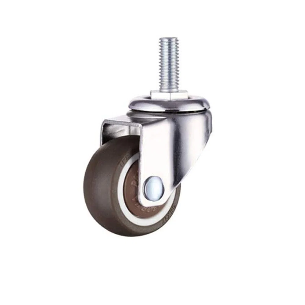 Norgail Ruedas giratorias pequeñas para carrito de la compra de 1 pulgada, goma suave, TPE, M6 x 15 mm, rosca métrica, mini rueda de vástago (2 con frenos), capacidad de carga de 24 libras/11 kg,