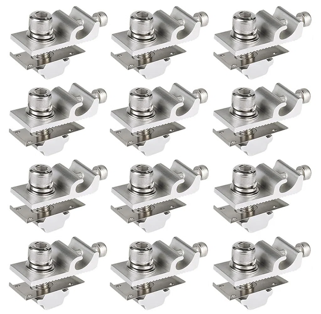 12 Pcs Clip de Tierra para Paneles Solares,Clip de Conexión a Tierra de Panel Solar,Clips de Puesta a Tierra Panel Solar,para Sistema de Montaje Solar,Soporte Fotovoltaico