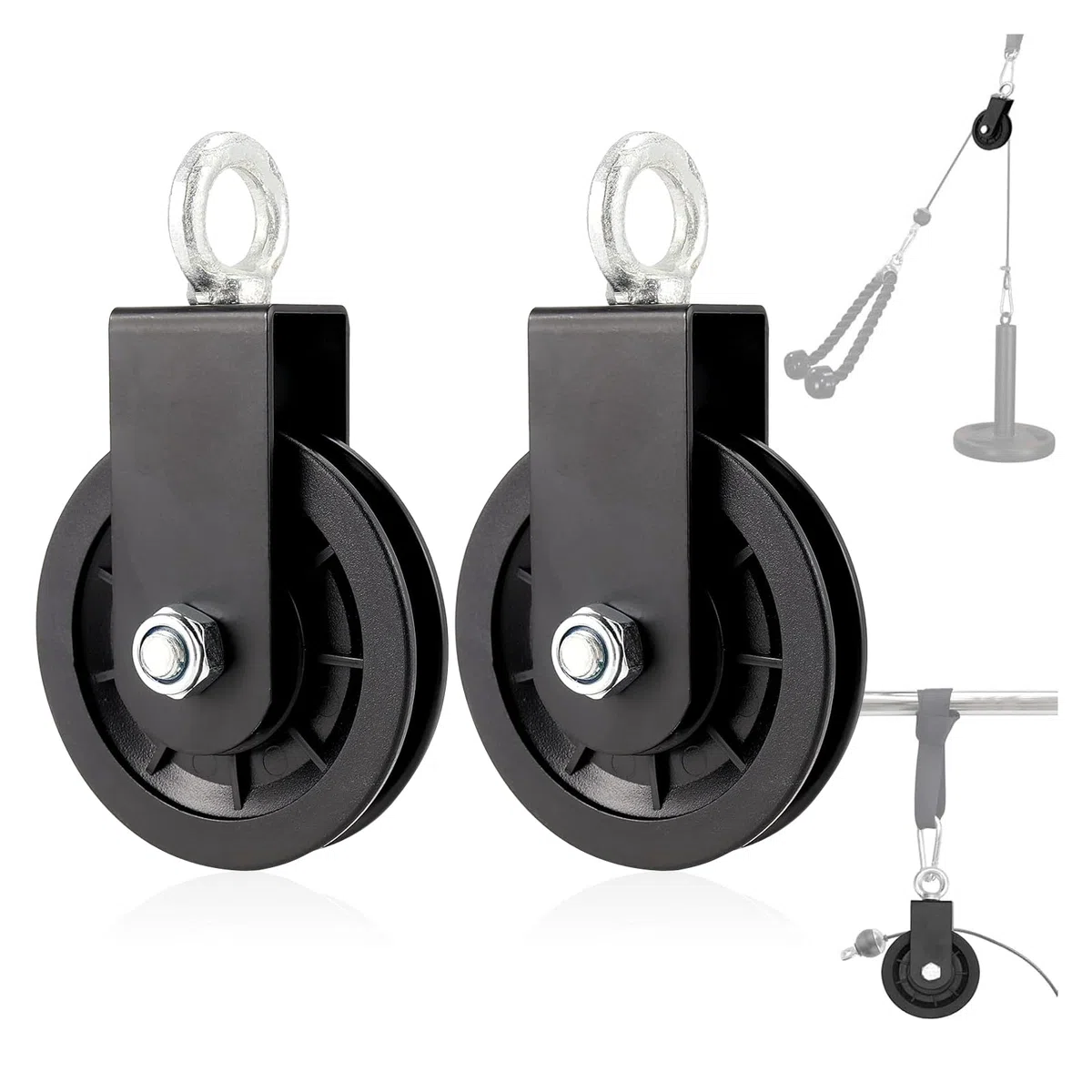 Polea de Cable, Bloque de Polea Giratoria de Única 90mm Rotación 360 Para Sistema de Polea de Gimnasio, Bloques de Elevación, Equipo de Gimnasio, Proyectos de Bricolaje para El Hogar, 2PCS