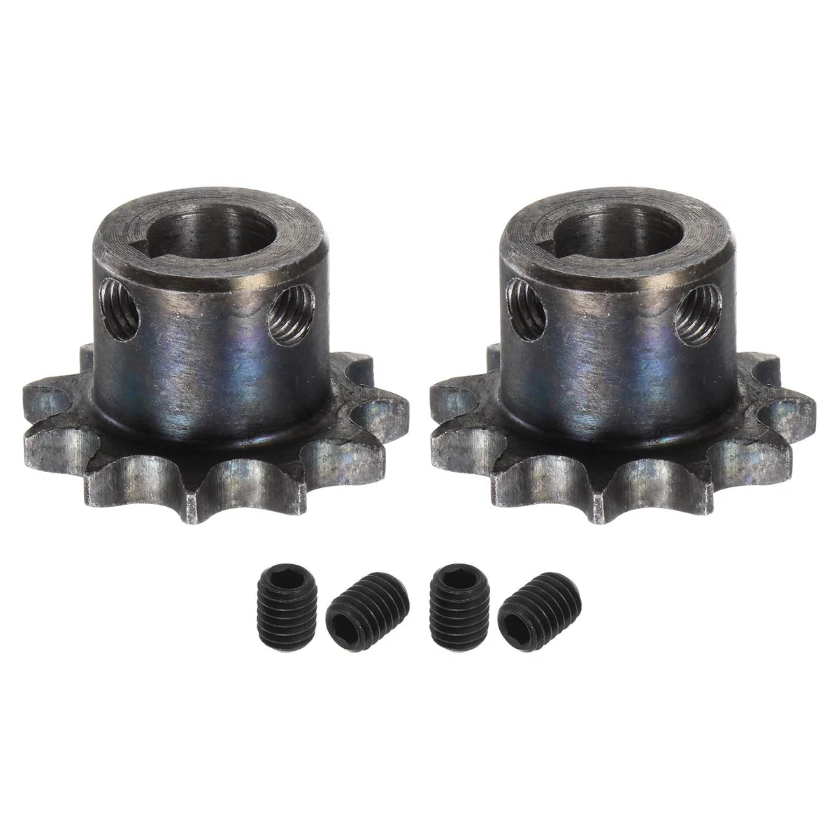 QUARKZMAN 2 Piezas Piñón de Cadena de Rodillo ISO/DIN 06B-1 Tipo B Diámetro de 12 mm Paso de 3/8" Piñón de Rodillo de una Sola Hilera de Acero A3 Endurecido con 11 Dientes