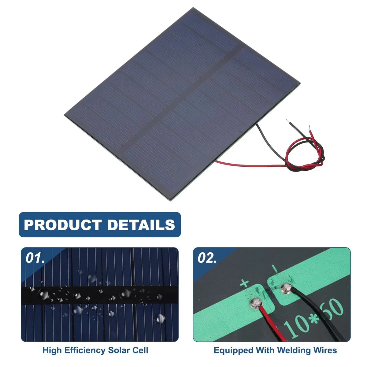 QUARKZMAN 2 Pcs Paneles Solares Mini 5V 1.15W 230mA, Pequeño Panel Solar Policristalino Con 2 Cables Para Kits De Materiales De Juguetes Eléctricos DIY Cargador, 100.8mm x 82.5mm