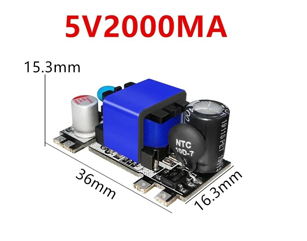 5pcs AC-DC 5V 2000mA Módulo de fuente de alimentación reductor de conmutación de baja ondulación