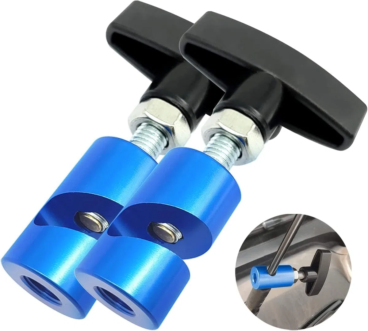 ZKTOOL 2 piezas Abrazadera de Soporte de Elevación, Con Protección de Núcleo de Latón, Abrazadera de Puntal de Capó y Pinza de Bujía 2 en 1, Herramienta de Separación de Bujía de 14 MM