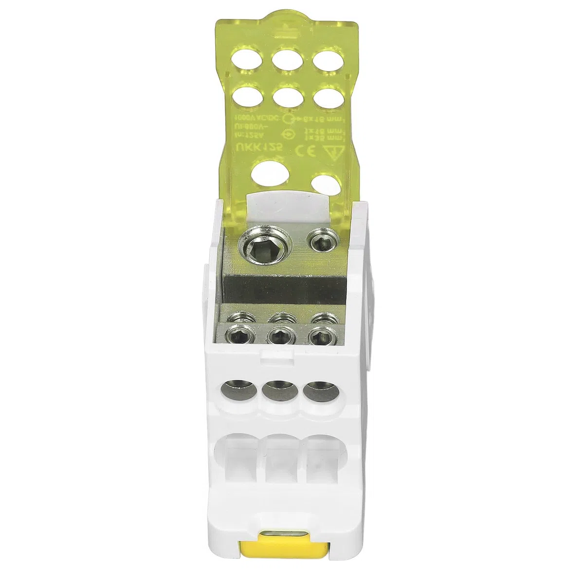 Nikou Caja de Distribución de Riel DIN Bloque de Terminales Eléctricos Universales Conector de Cable de Alimentación Caja de Conexiones 690V 125A (Amarillo)