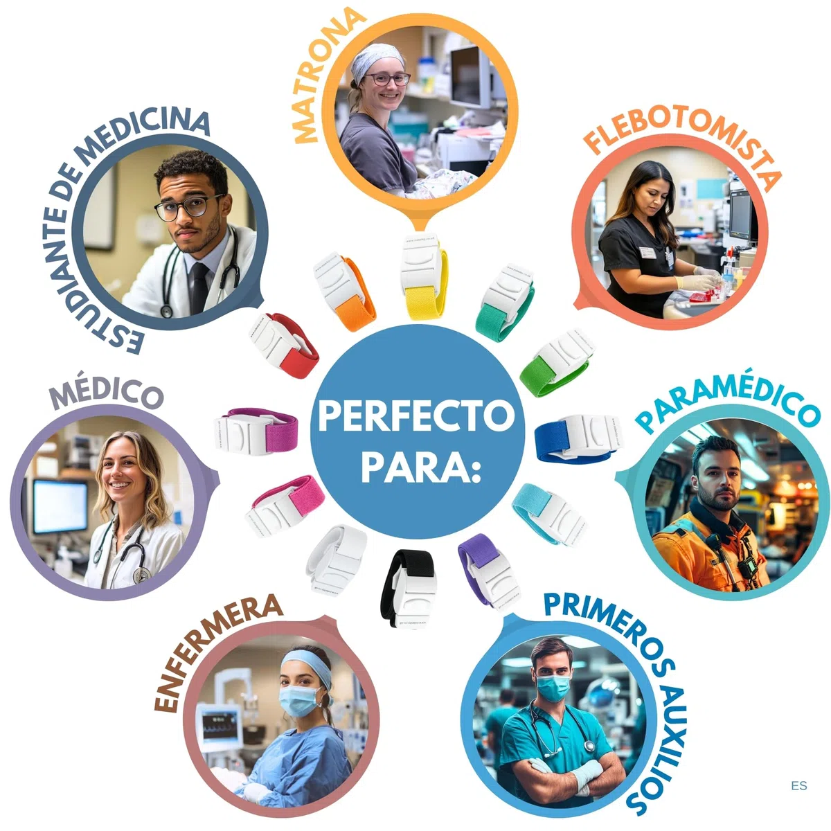 Paquete de 3 colores torniquetes médicos de liberación rápida