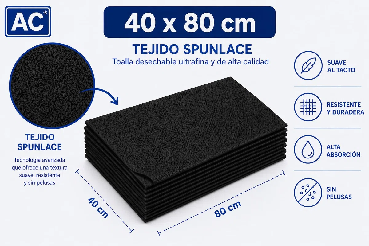 Toallas Desechables Spunlace 40x80cm Color Negro | Toallas para peluquería y estética |